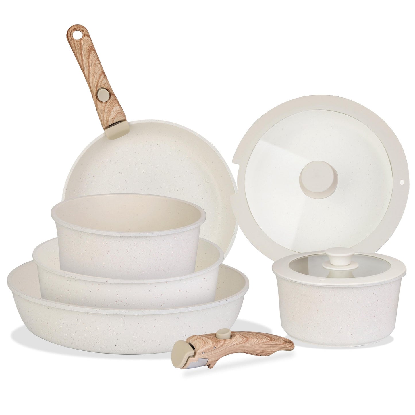 9-Piece Nonstick Cookware Set with Detachable Handles