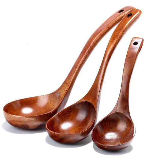 Long-Handled Wooden Soup Spoons — Bamboo Kitchen Utensils