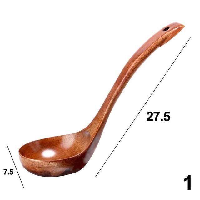 Long-Handled Wooden Soup Spoons — Bamboo Kitchen Utensils