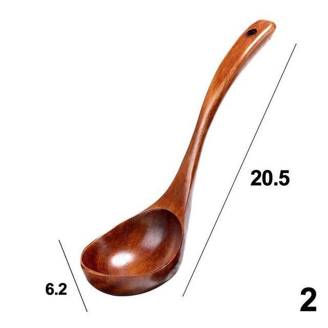 Long-Handled Wooden Soup Spoons — Bamboo Kitchen Utensils