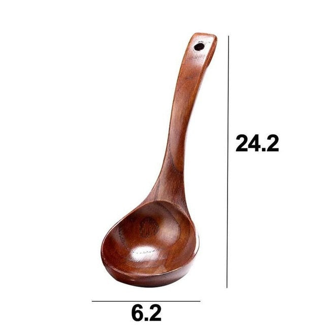 Long-Handled Wooden Soup Spoons — Bamboo Kitchen Utensils