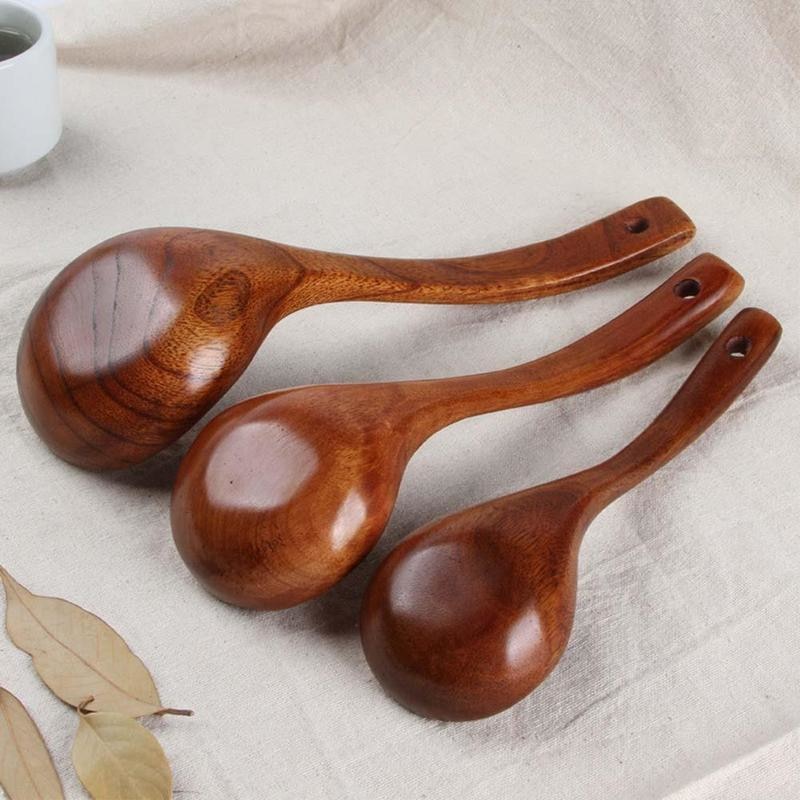 Long-Handled Wooden Soup Spoons — Bamboo Kitchen Utensils