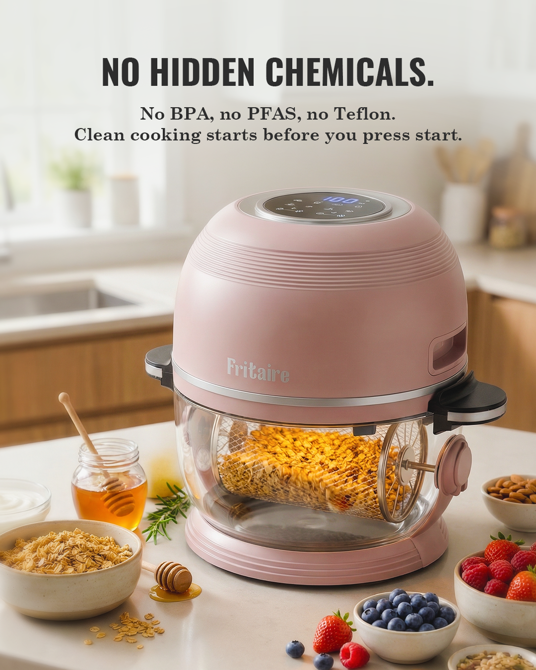 Self-Cleaning Non-Toxic Air Fryer — Mauve Rose