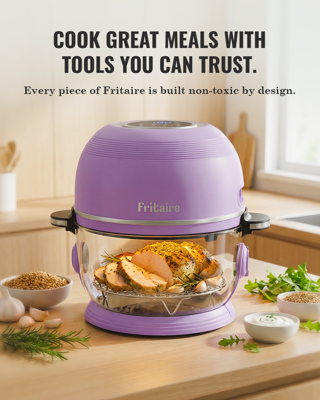 Self-Cleaning Non-Toxic Air Fryer — Mauve Rose