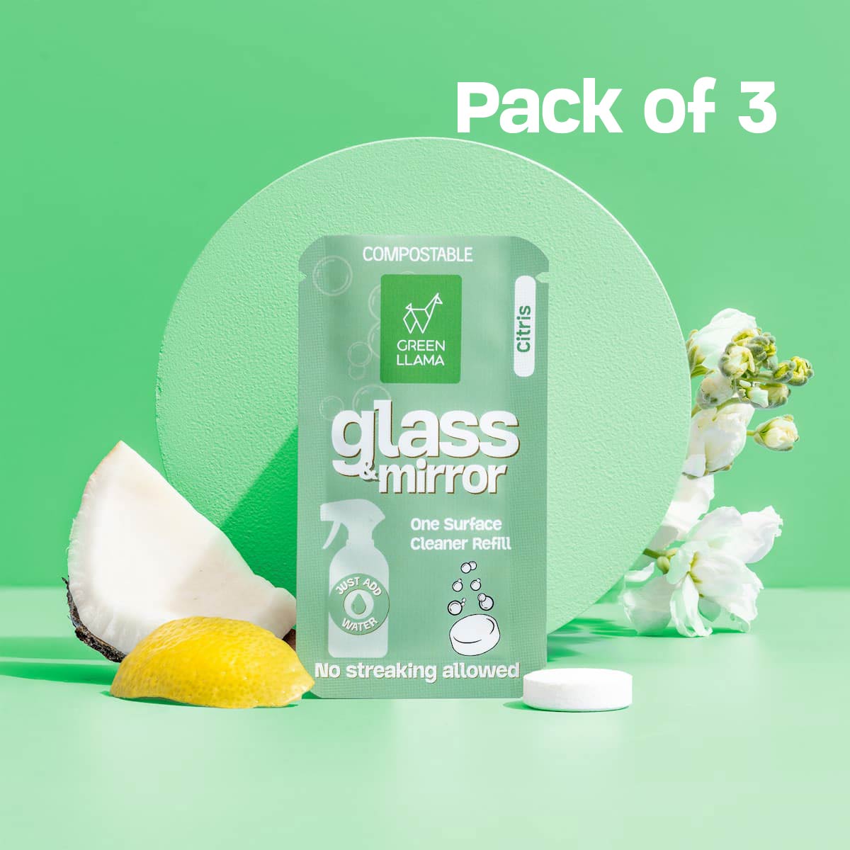 Glass & Mirror Cleaner Refill Tablets — Litsea Cubeba (Pack of 3)