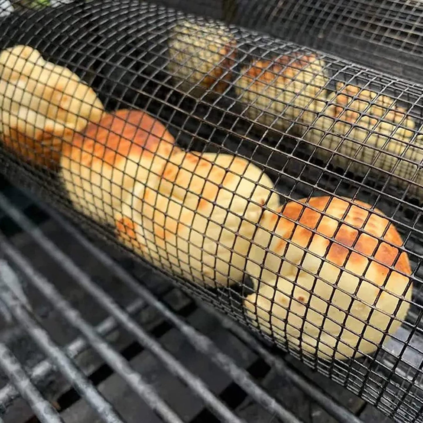 Rolling BBQ Grilling Basket — Stainless Steel