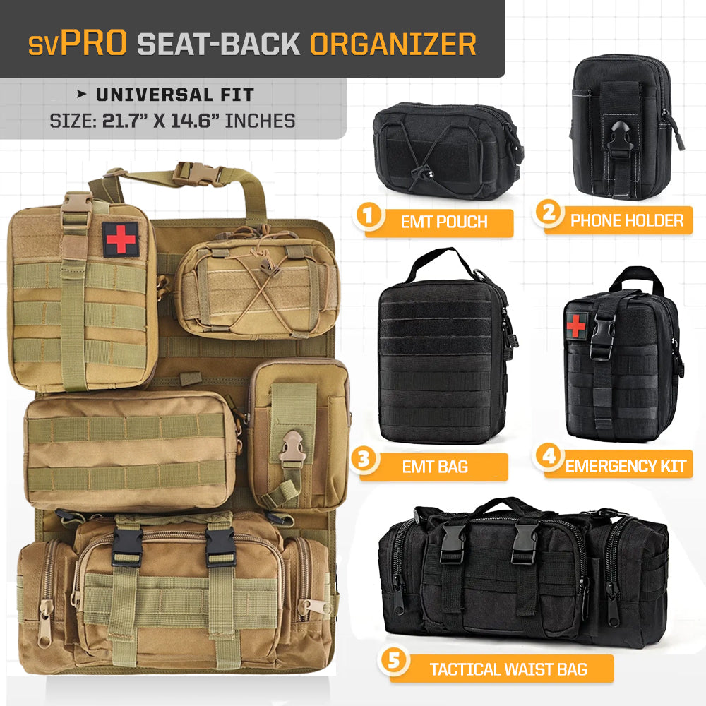 Tactical MOLLE Seat Organizer — Full Set